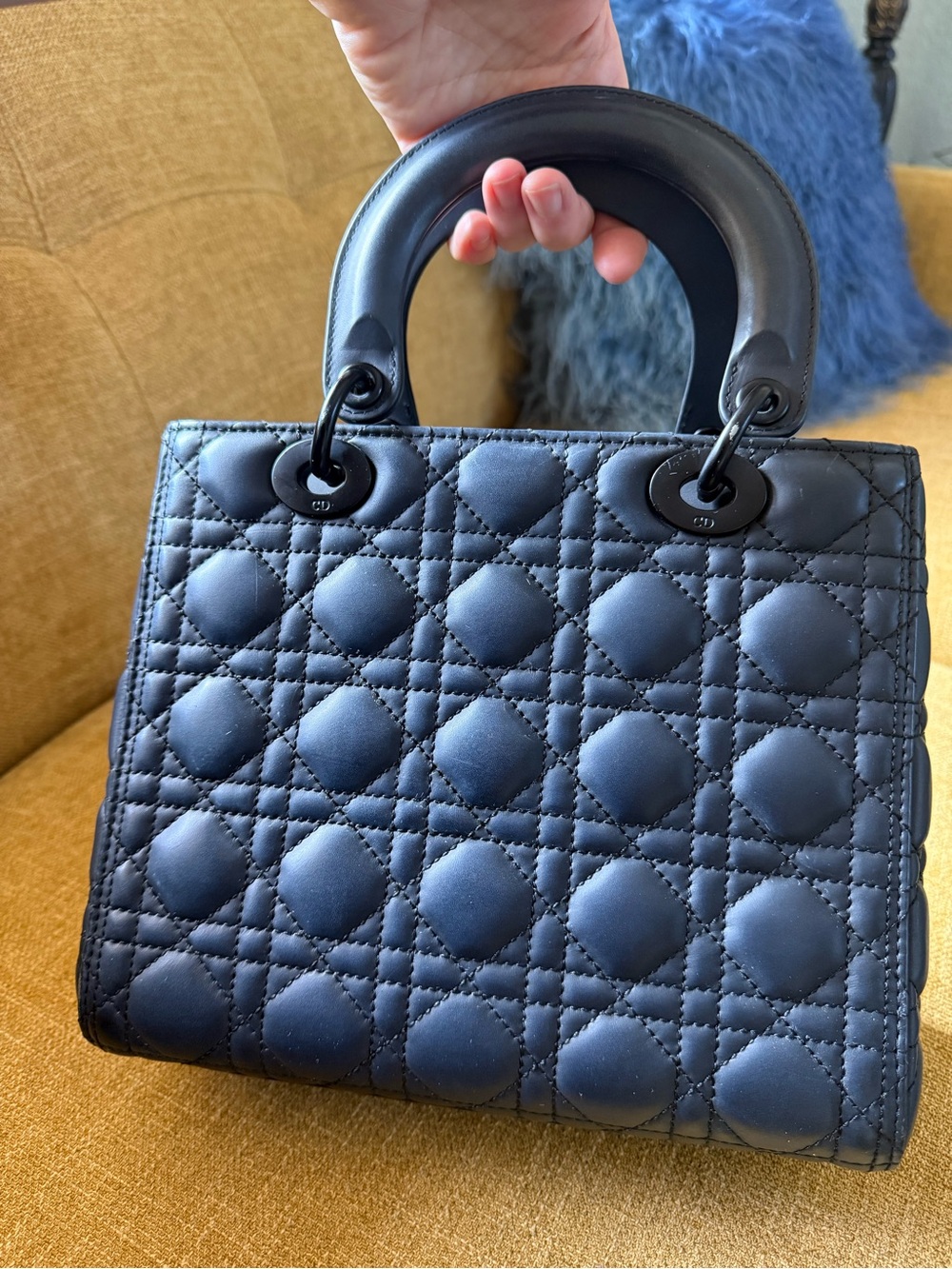 Christian Dior Lady Dior Medium Bag Black Ultramatte Cannage Calfskin pre-owned